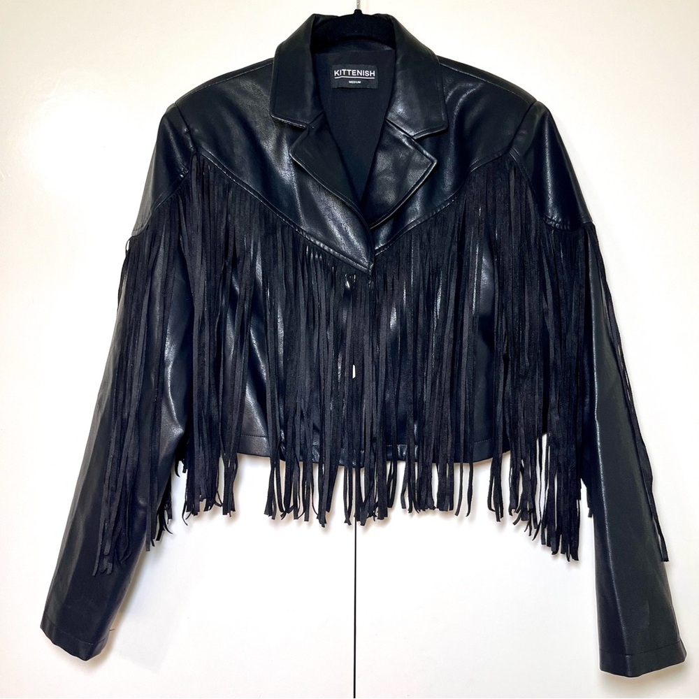 Kittenish Faux Leather Fringe Jacket - Picture 3 of 3